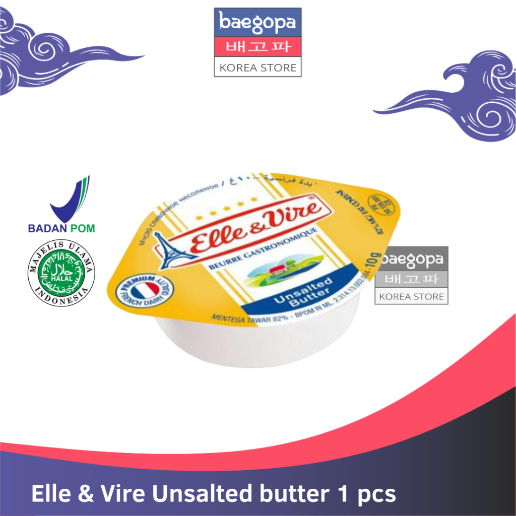 

Elle & Vire Butter Portion Microcup Unsalted 10 g | Butter MPASI...||