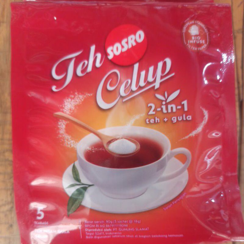 

Teh Celup Sosro 2in1 teh celup plus gula isi 5