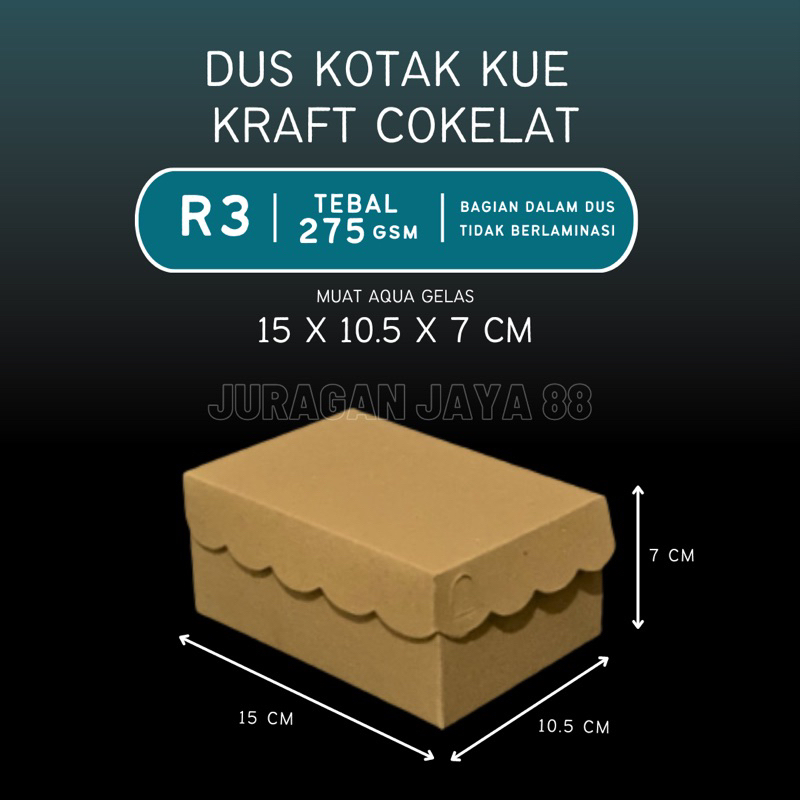 

Dus Kue / Kotak Makan R3 15cm x 10,5cm x 7cm Kraft Cokelat (Ketebalan 275 gsm) | Kotak Nasi / Kotak Kue Kotak Kue Basah Tempat Kue Kering