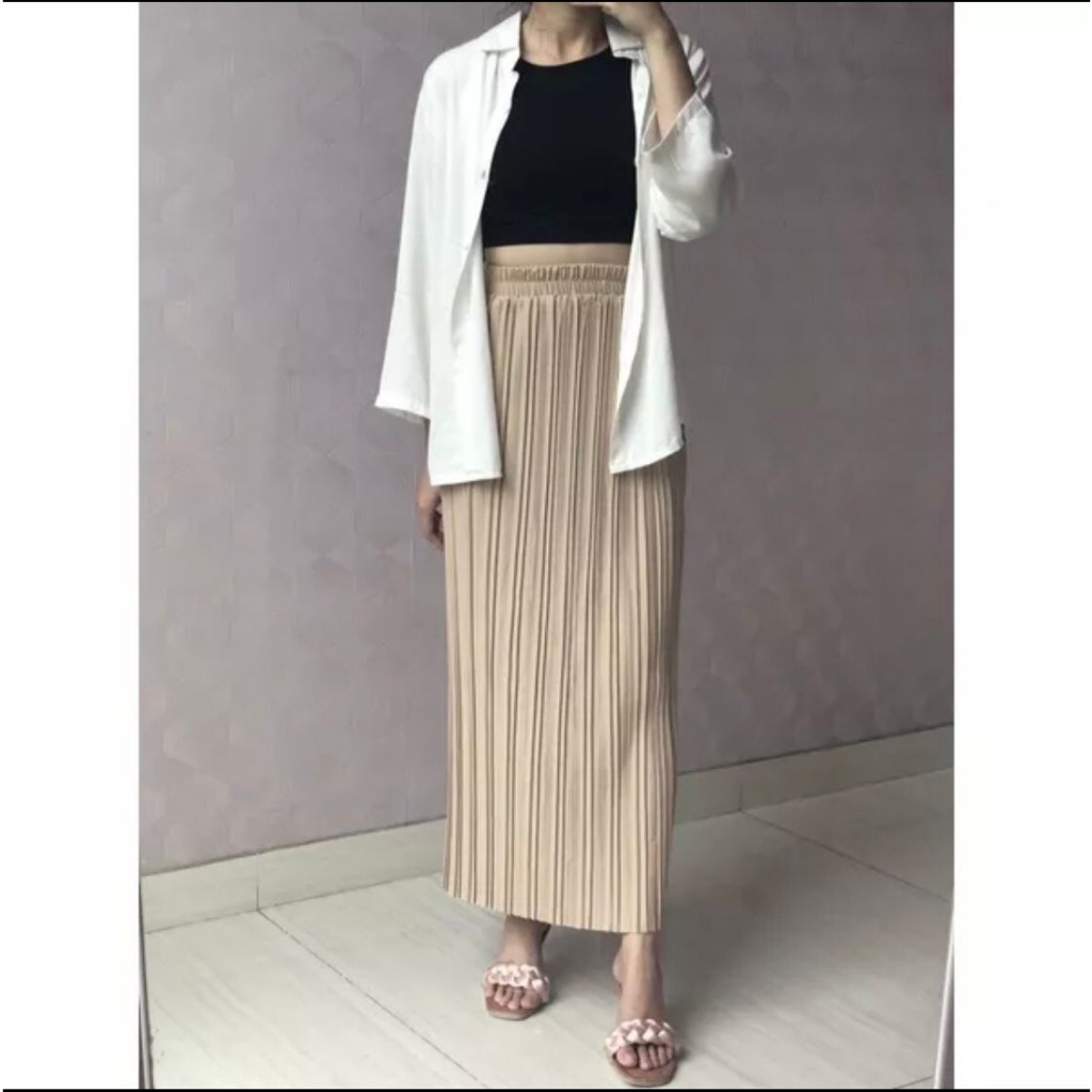 JANE PLEATED SKIRT / Rok Span Panjang Plisket BB Pleated Pencil Skirt