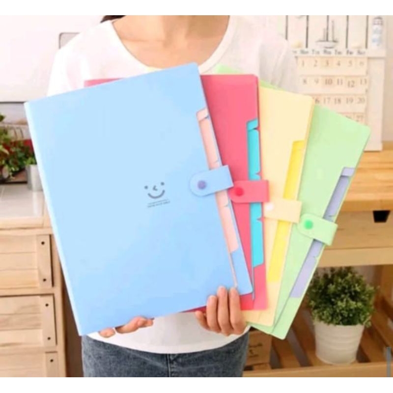 

MS Tas file A4 5 sekat indeks bahan anti air desain gambar smile