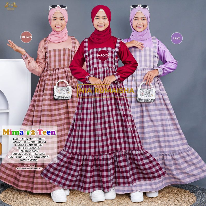 GAMIS DRESS REMAJA ANAK CEWEK MUSLIM OVERALL BAHAN KATUN MIX TOYOBO MIMA BY NIA RUMAISHA