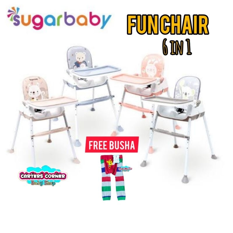 SUGAR BABY FUN CHAIR 6 IN 1 SUGARBABY KURSI MAKAN TINGGI 6 POSISI MEJA MAKAN BAYI HIGH CHAIR KURSI MAKAN BAYI / BOOSTER BAYI/SB 918/ SB 917 / 718 / 518 / 618 / K CHAIR/SB 618