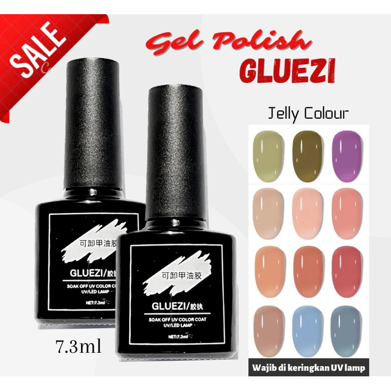 GLUEZI 1-8 JELLY COLOUR KUTEK GEL UV LED / GEL POLISH / SOAK OFF / KUTEKS GEL / NAIL POLISH/CAT EYE NAIL ART