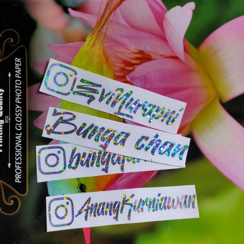 CETAK STIKER CUTTING HOLOGRAM GLITER DISKO BISA CUSTOM NAMA/TEXT SESUAI KEINGINAN.