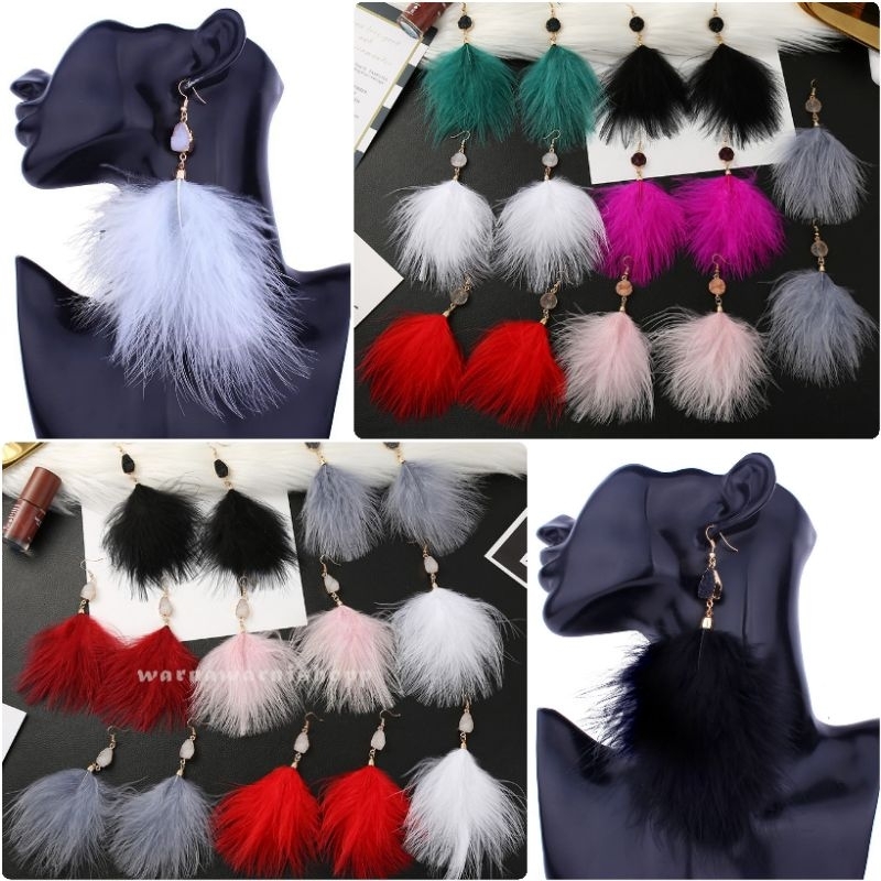Anting Gantung Model Bohemia Anting Bulu Anting Hijab Jilbab_AW61