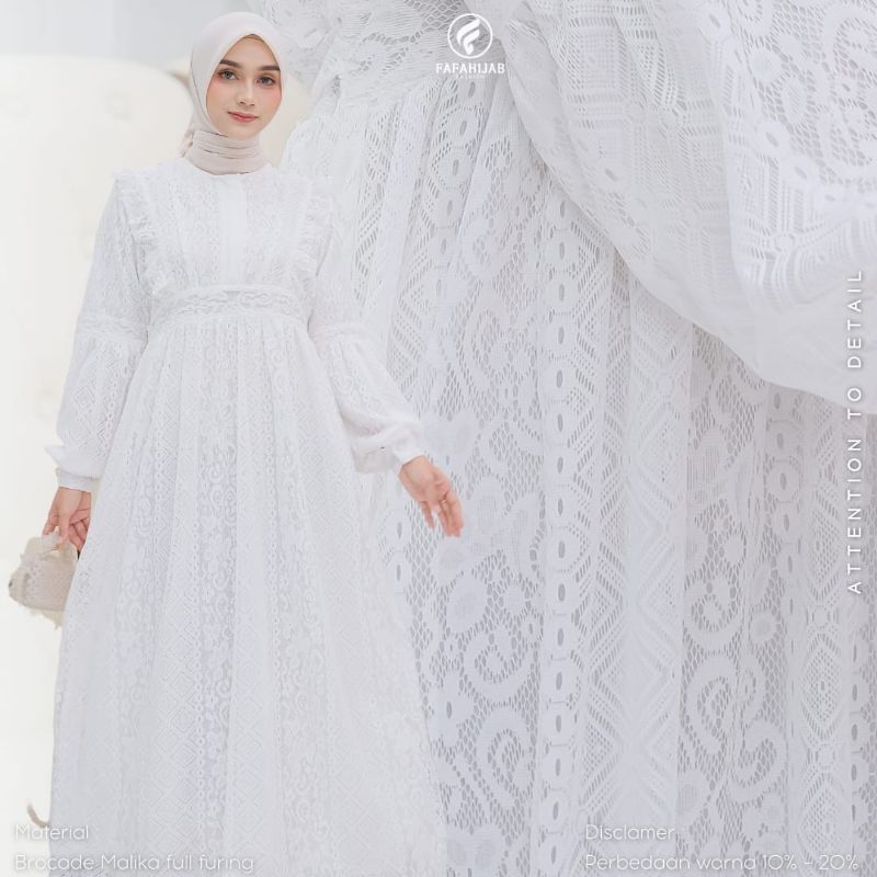 Gamis Kanisya Putih All size by fafahijab