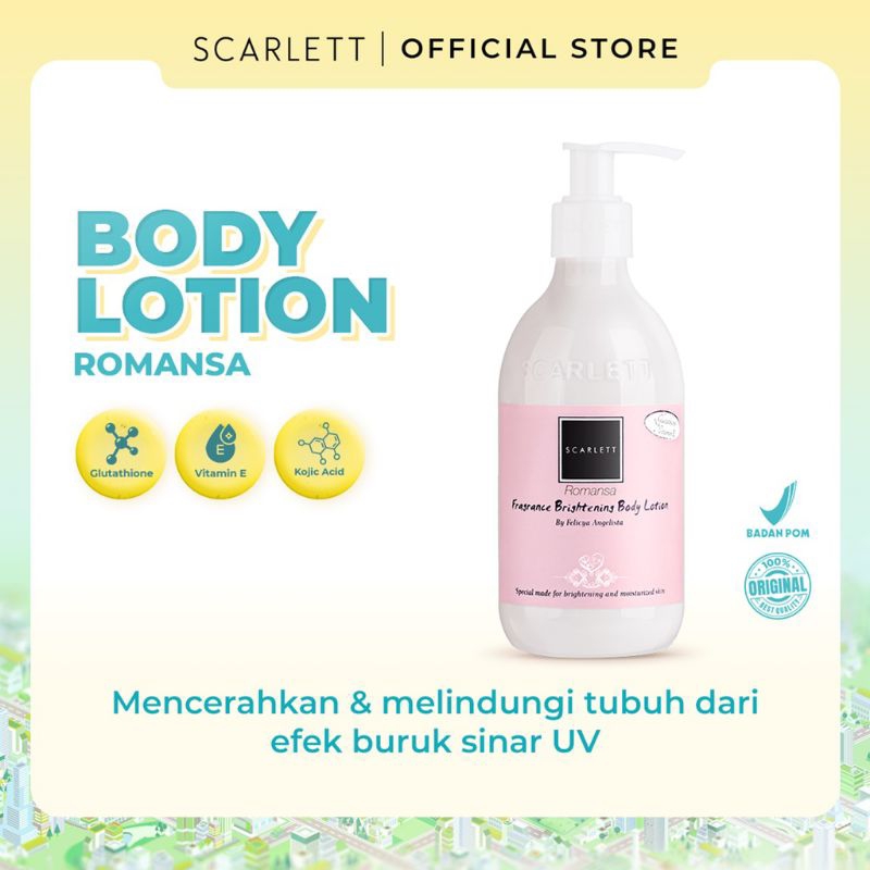 Skincare BPOM SCARLETT ori Whitening membuat Glowing dengan Lotion Romansa Pink