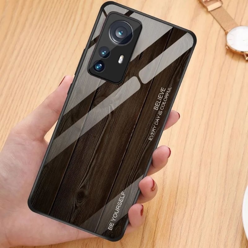 WoodGrain Glass Case Xiaomi 12 Lite 12Lite Xiaomi12Lite 5G Hardcase Softcase Casing HP