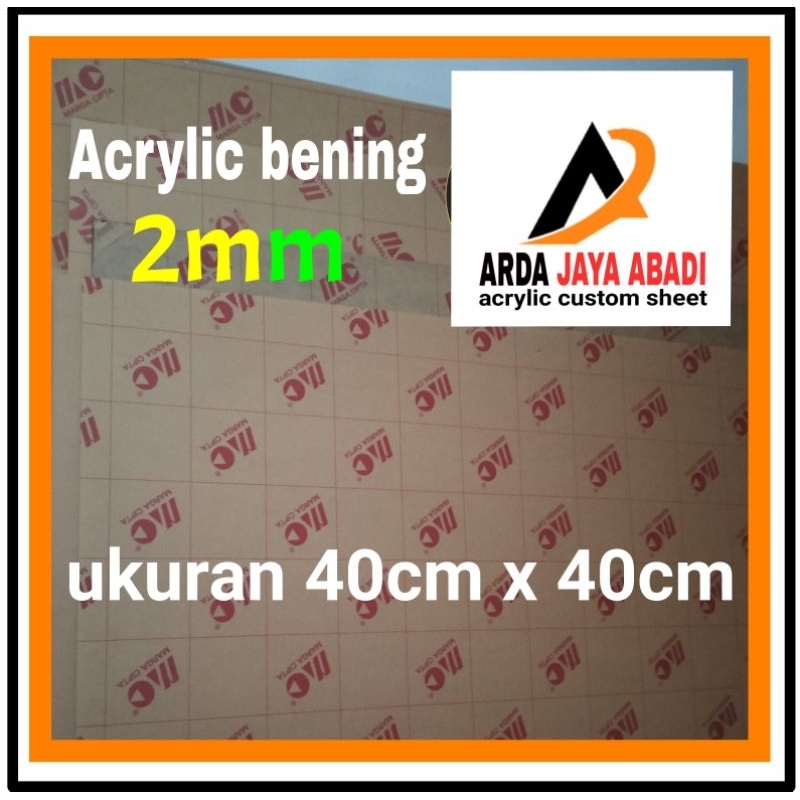 Akrilik 2mm bening ukuran 40 x 40 lembaran akrilik murah mika lembaran Acrylic clear marga cipta akr