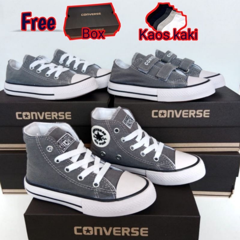 Sepatu Converse Anak Model Tinggi / Sepatu Allstar Anak Abu / Sepatu Sekolah Anak / Sepatu Casual Anak