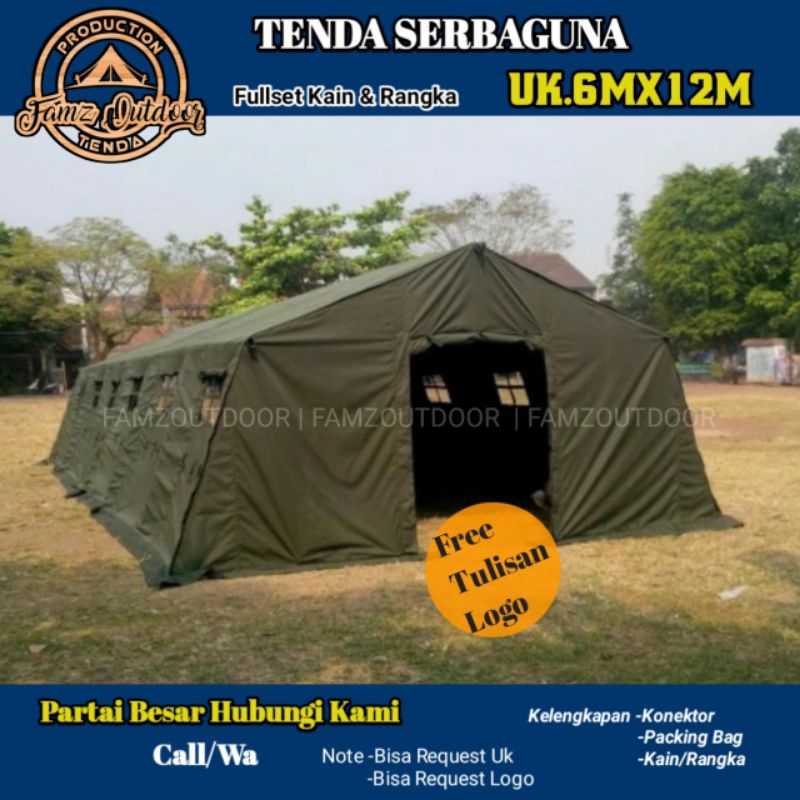 Tenda Posko Serbaguna 6x12 - Tenda Pengungsi Siaga Darurat  - Tni Posko Bantuan Sosial Kesehatan - K