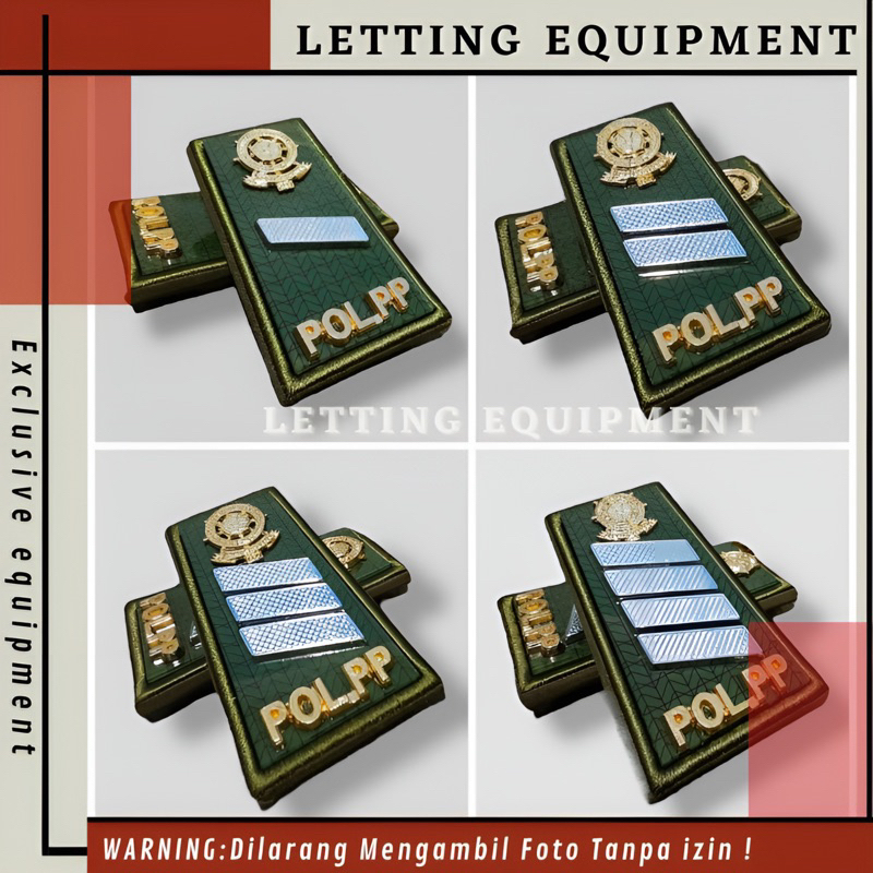 Pangkat POL PP pdh Golongan 2A 2B 2C 2D mika kilap lis bordir Logo Tameng Atribut Satpol pp Promo Te