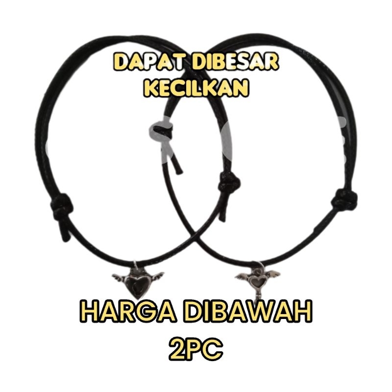 2 PC Gelang Couple Hitam Tali Korea - Gelang Pasangan Kunci Gembok