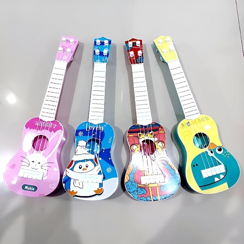 Mainan Ukulele Mini Karakter Anak 4 Senar Murah Edukasi Gitar Musik - Gitar Lele Musical Anak Alat M