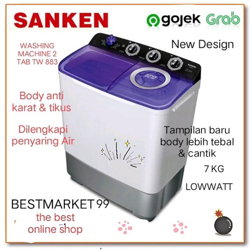 Promo Ongkir murah Mesin Cuci SANKEN TW 883 / TW-7750 2 Tabung Low Watt SBY FREE ONGKIR