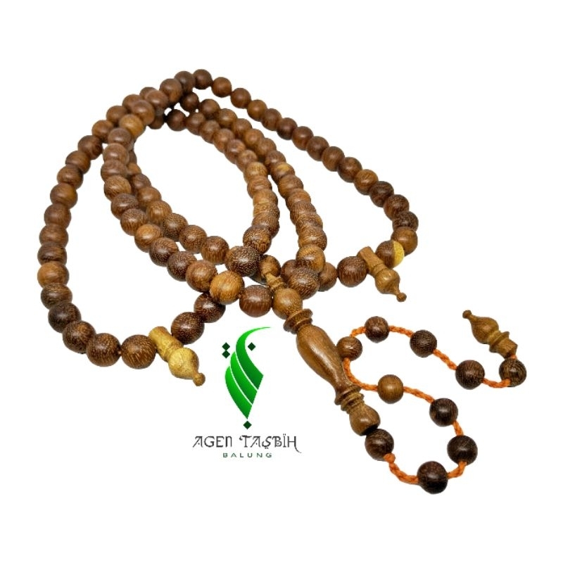 Tasbih Kayu Kelor emas size 10mm Isi 99 butir asli original