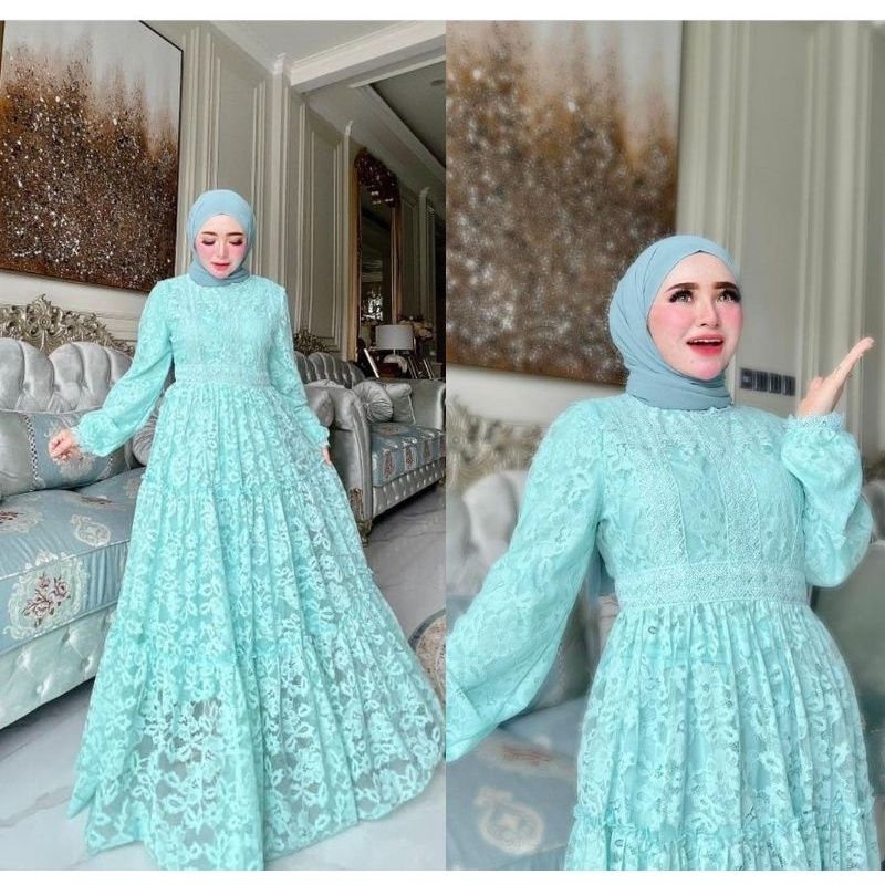 DRESS RAYA BRUKAT FULL IMPORT ORI BY SHELLA SAUKIA