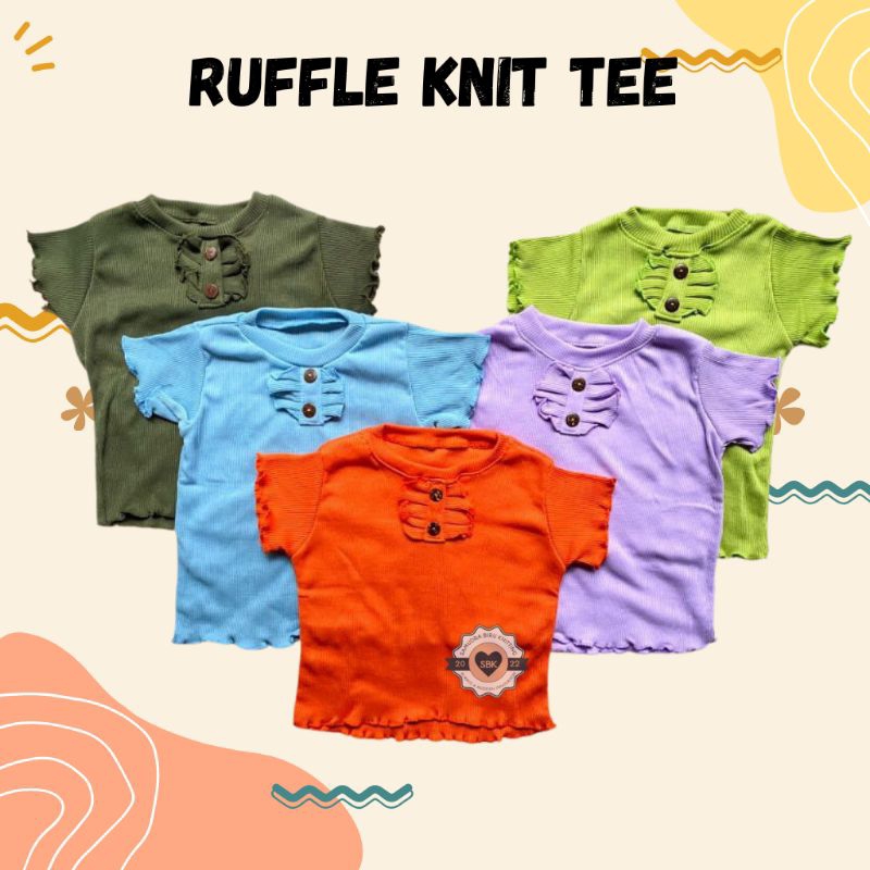 Baju Anak Perempuan RUFFLE Knit Tee Rib | Baju ATASAN Kaos Pakaian Anak Bahan Knit Rib Halus Dan Lembut dan Juga Melar