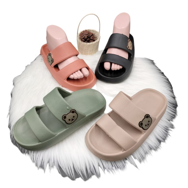 Sandal Slop Dewasa Motif BEAR Sandal Selop Kekinian Empuk Nyaman Sandal Rumah Terbaru 9012-1