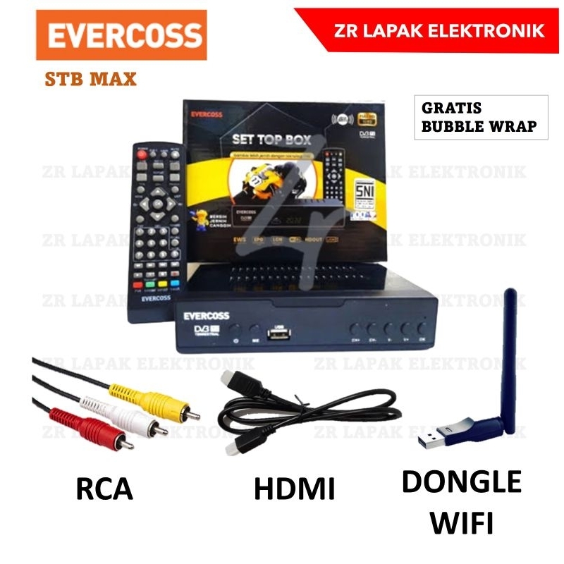 (ECO PRICE) SET TOP BOX STB DVB-T2 MERK EVERCOSS MAX (CHIPSET MSTAR)