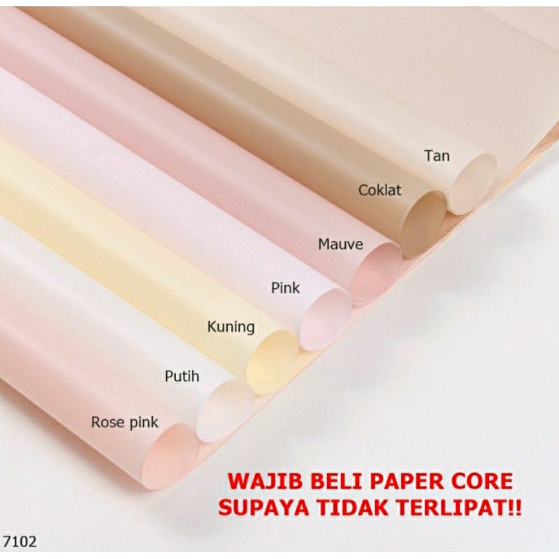 [5 LEMBAR] Kertas Cellophane Polos Warna K102-7088( Sudah Termasuk Serongsong/Paper Core)