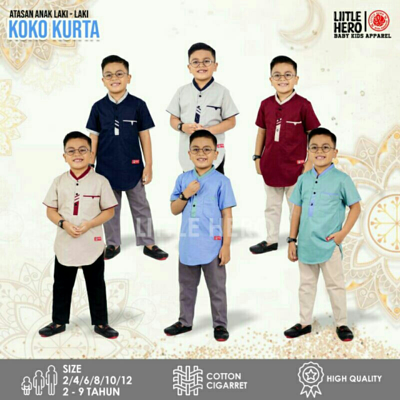Kemeja Kurta Anak Laki-laki Usia 2-10 Tahun Original Premium Little Hero