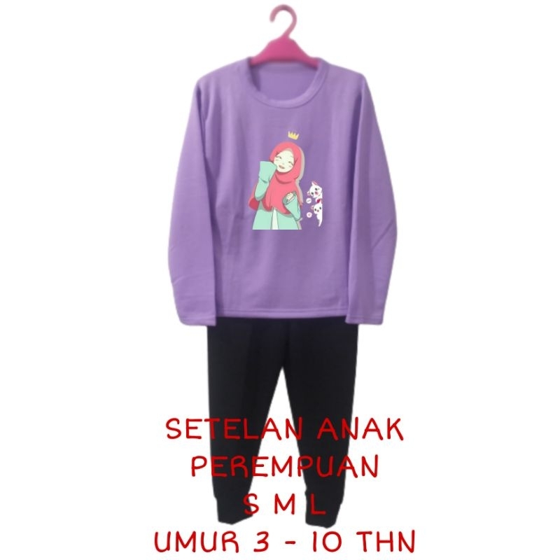 Setelan Anak Perempuan Kaos Lengan panjang dan Celana panjang Terbaru 2022 Stelan Sweater Baju Tidur Santai Anak Cewek Kekinian Murah Korea Style Size S 4 5 6 Tahun M 7 8 Tahun L 9 10 Tahun Boneka Hijab