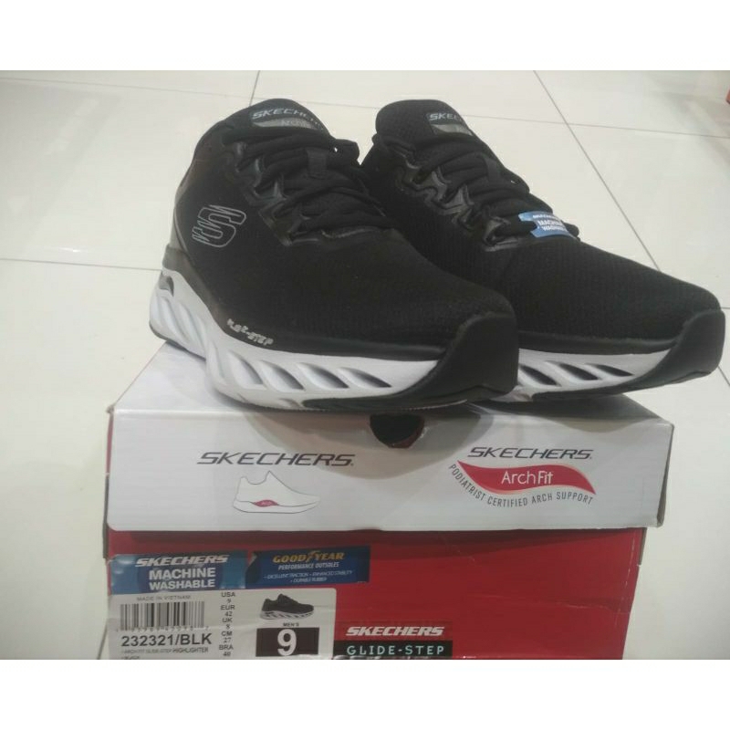 SEPATU LARI PRIA SKECHERS ARCH FIT GLIDE-STEP-KRONOS  232321/BLK SIZE 42