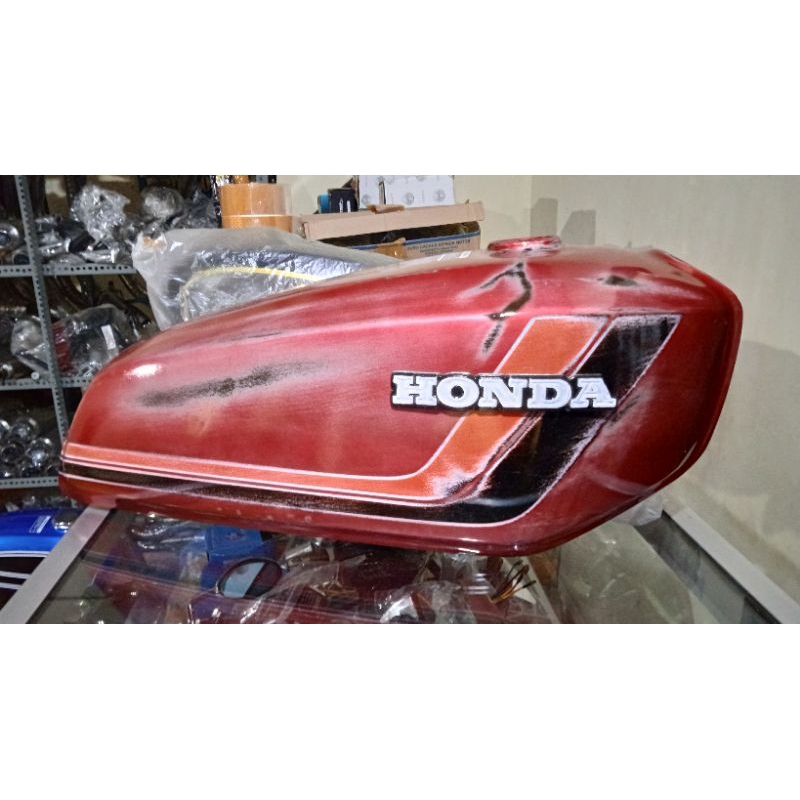 Tangki motor Honda GL100 Tangki Honda GL125 warna cat merah motif mbladus original tangki GL cepek