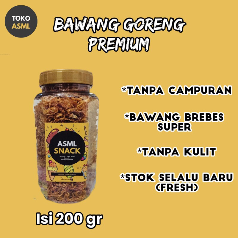 

BAWANG GORENG PREMIUM 100% BAWANG GORENG RENYAH ASLI BAWANG MERAH BREBES TANPA CAMPURAN TANPA KULIT