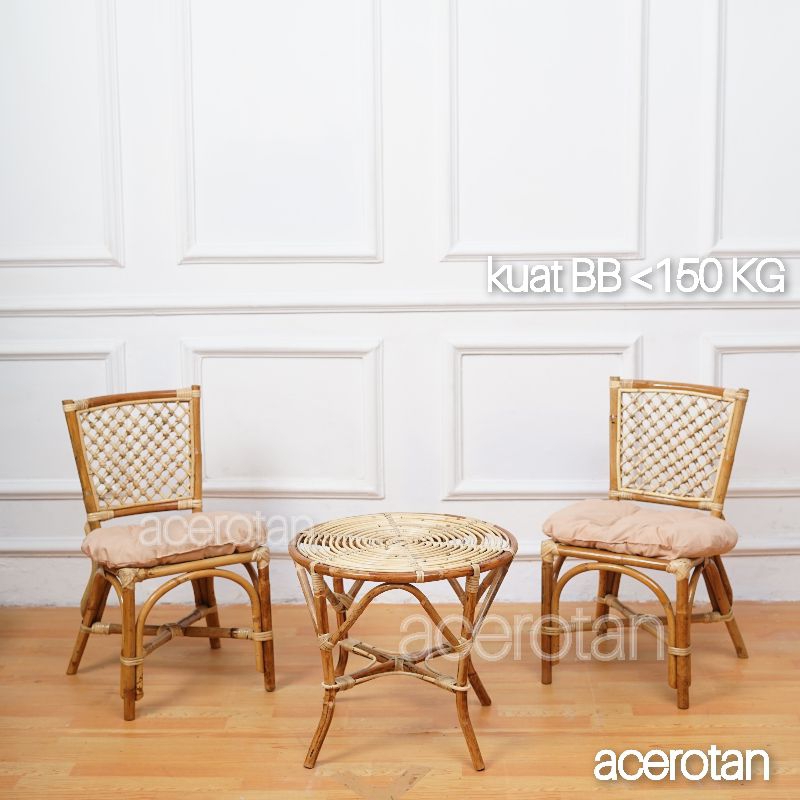 KURSI TERAS ROTAN SANDARAN SIZE L GRATIS BANTALAN/KURSI MAKAN/KURSI BELAJAR ANAK