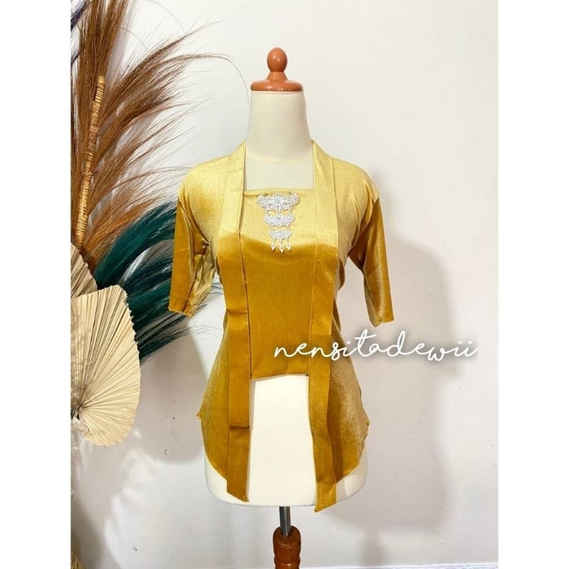 Kebaya Lengan Pendek, Kutubaru - Warna Gold