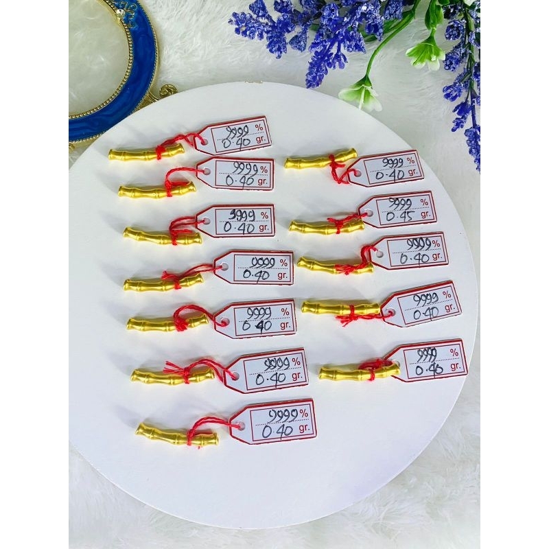 Charm bambu keberuntungan emas hongkong kadar 24 karat