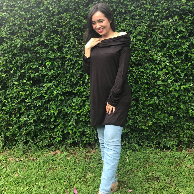 Arang Gulung - Blouse Lengan Panjang - Tunik Cowl Polos