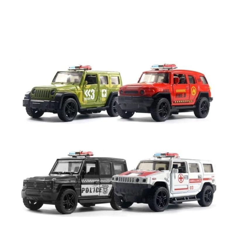 Diecast Mobil Police Miniatur Die-cast Mobil Mobilan Jeep Polisi Metal Alloy