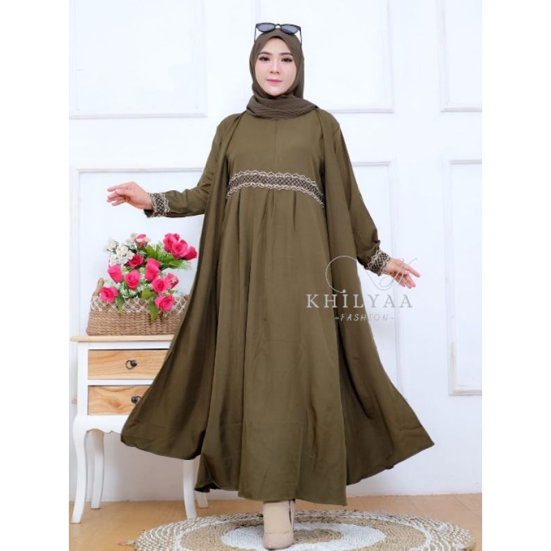 favorit delisa gamis abaya maxy model terbaru / dress muslimah bahan crinkle premium