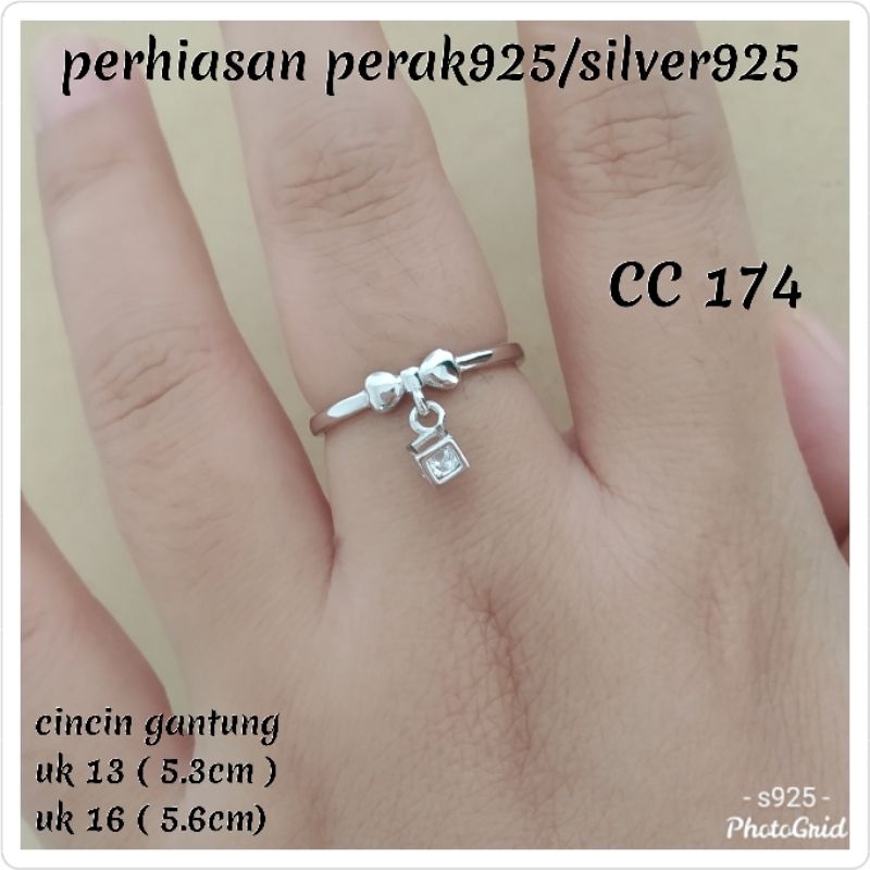 CINCIN PITA GANTUNG PANDORA PERAK ASLI 925 LAPIS MAS PUTIH CC 174