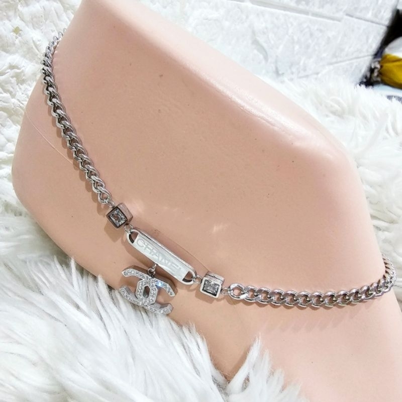 Gelang Kaki Titanium Asli silver kilau Mirip emas asli Premium Quality Anti karat anti alergi Stainless steel ori Gk292