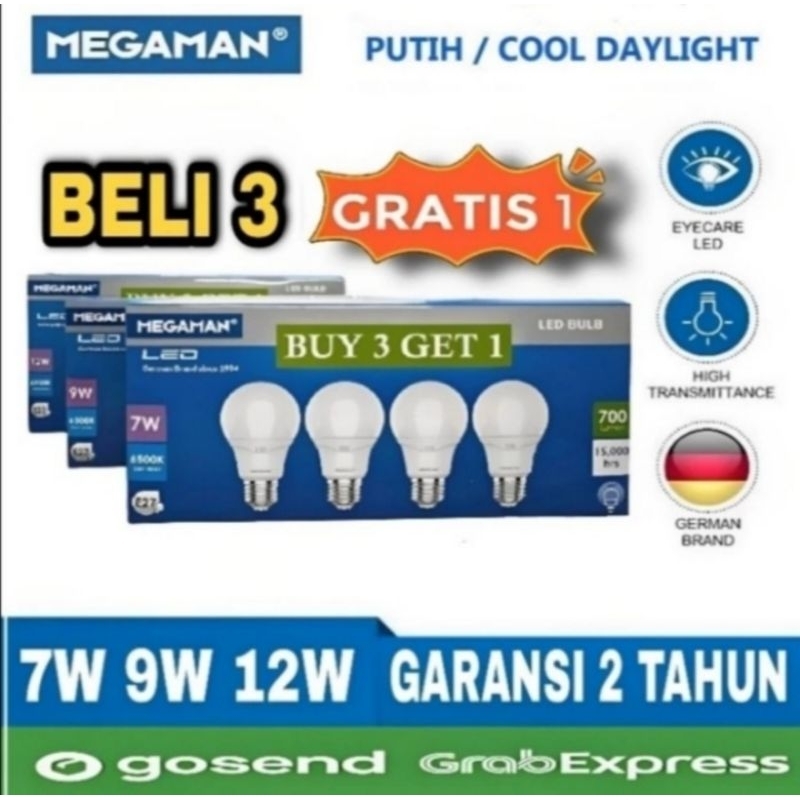 Lampu Led 7W 9W 12W 7 9 12 Watt Paket Multipack Beli 3 Gratis 1 Megaman