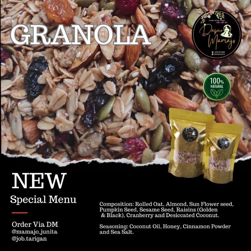 

Dapur Mamajo Honey Cinnamon Granola Homemade ukuran 200 gr dan 500 gr