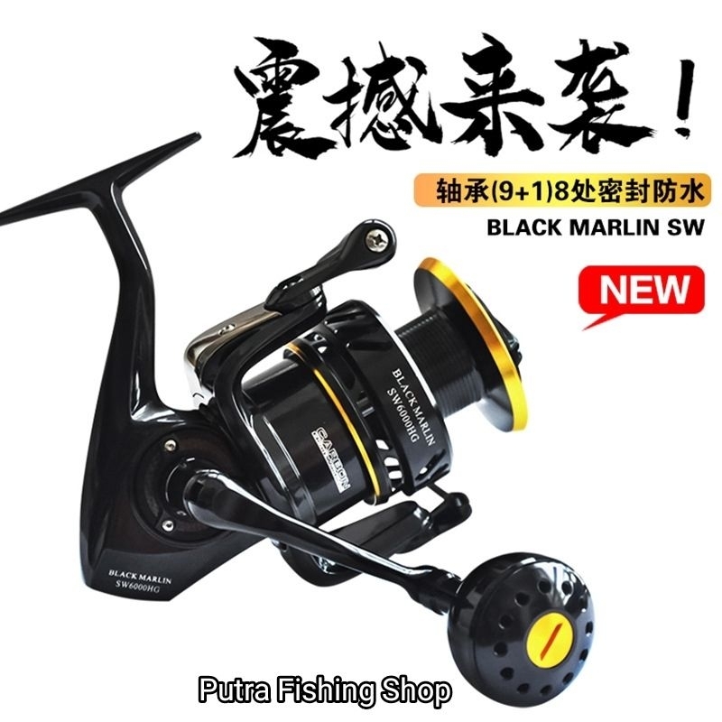 Reel Pancing Lurekiller Full Metal Black Marlin Spinning Jigging SW Seri XG 5000 Jepang Asli Lurrkil