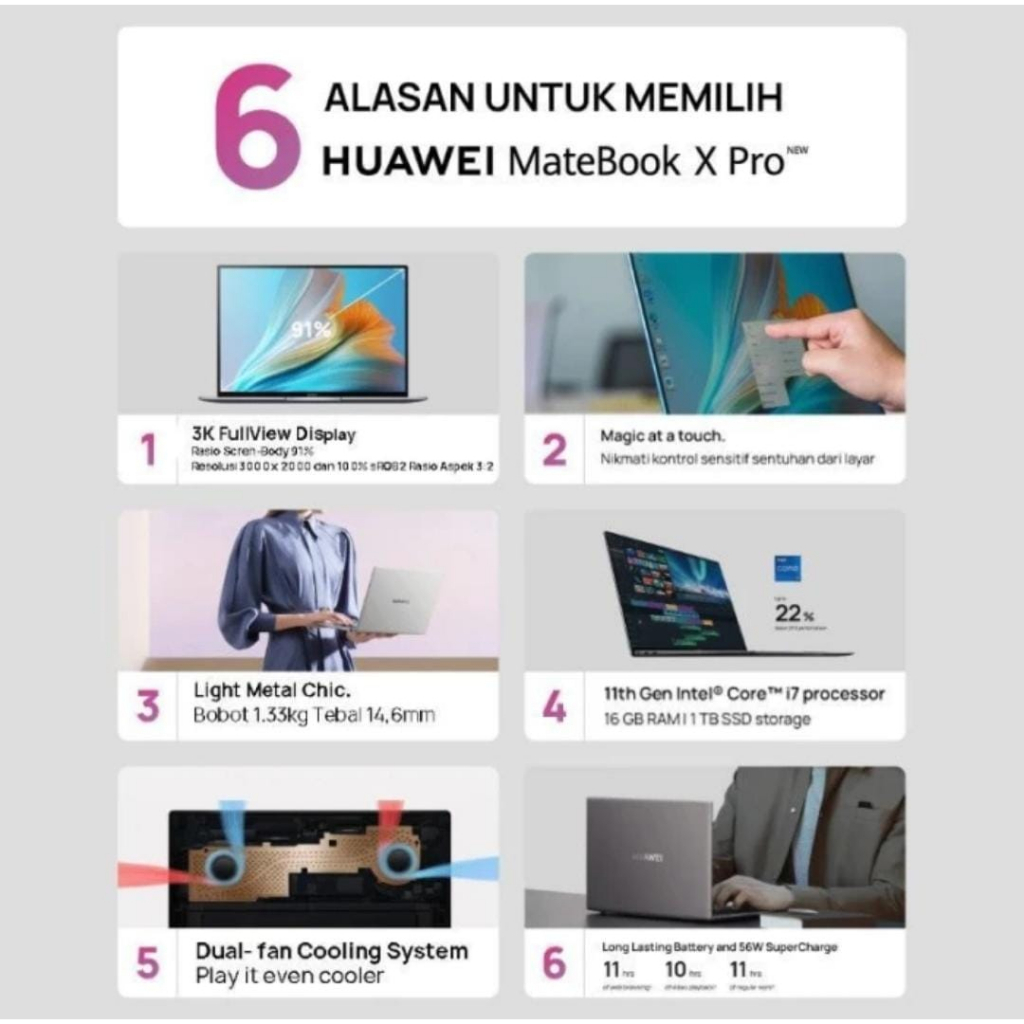 Laptop Huawei Matebook X Pro i7 16GB + 1TB SSD Garansi Resmi Huawei Indonesia