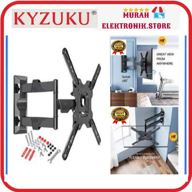 KYZUKU Bracket LCD LED TV 17&quot; - 65&quot; swing - Braket tv multi untuk semua merek TV