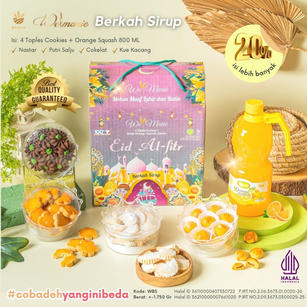 

W26 Berkah Sirup - 4 Toples Cookies+ 1 Botol Orange Squash 800 ML