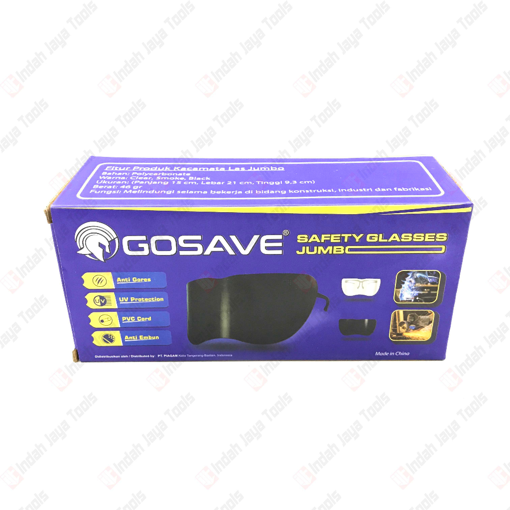 GOSAVE Kacamata Safety Glasses JUMBO Clear - Kaca Mata Gerinda Bening