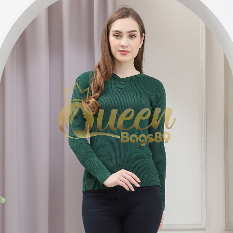 Queenbags89 baju outfit cewek baju atasan wanita baju Rajut Dalish Button