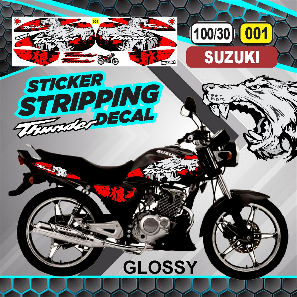 striping motor Suzuki Thunder 125 th. 2006-2007 / variasi Suzuki Thunder 125 th. 2006-2007 / decal S