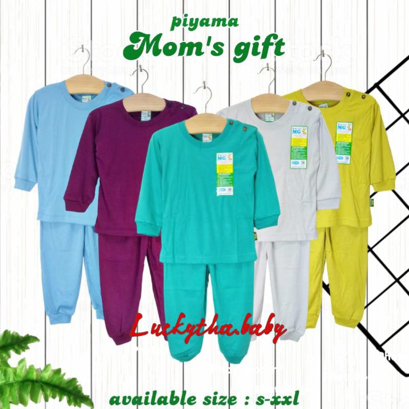 mom's gift- piyama anak polos laki-laki dan perempuan 0-4 tahun / setelan panjang mom gif  earth colors cellestial terbaru