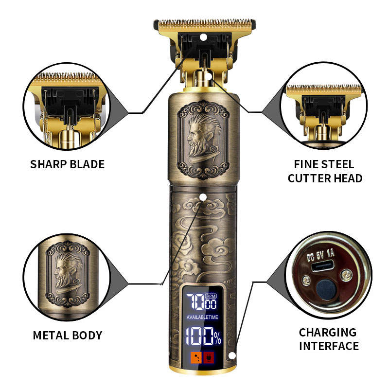 Alat Cukur Rambut / Alat Cukur Kumis / Alat Cukur Rambut Profesional Hair Clipper Vintage T9/ Alat Cukur Elektrik Mesin Cukur Rambut Cas /
